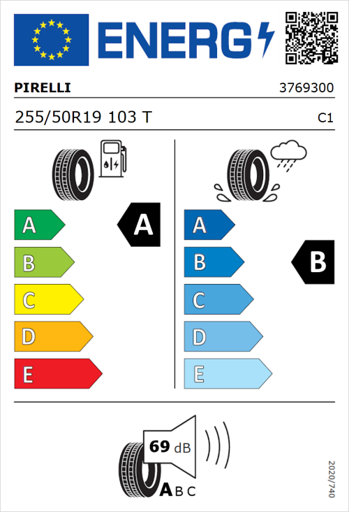 Tyre Label for Pirelli Scorpion 255/50R19 103T