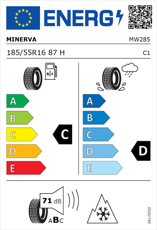 Tyre Label for Minerva S210 185/55R16 87H