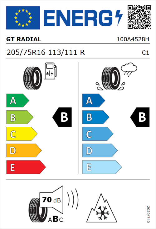 Tyre Label for GT Radial Maxmiler Pro 205/75R16 113/111R
